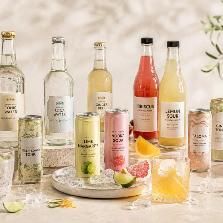 Cocktail mixers, tonic, soda water and ready-to-drink mixes